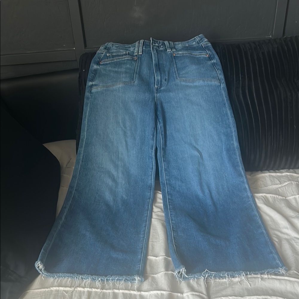 PAIGE Blue Flare Wide Leg Denim